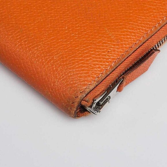 Hermes Orange Epsom Leather Zip Around Wallet - Picture 12 of 12